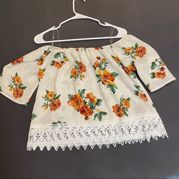 Tops - floral off-shoulder top